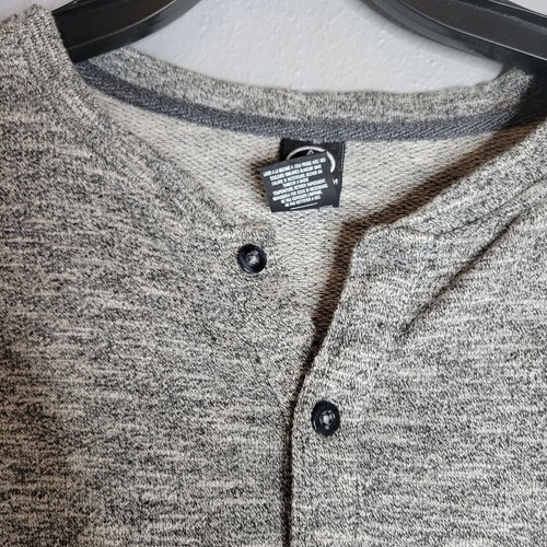 Volcom Mens Shirt Medium Knit Heather Gray Long Sleeve Henley Pullover - Picture 3 of 5
