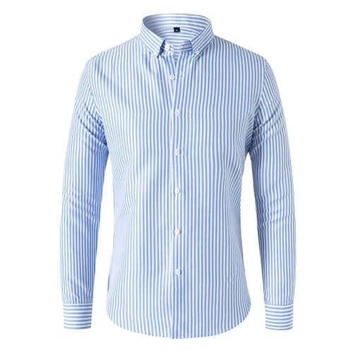 Men's Dress Shirts Long Sleeves Formal Business Striped Casual Slim Shirts Tops - Picture 14 of 22
