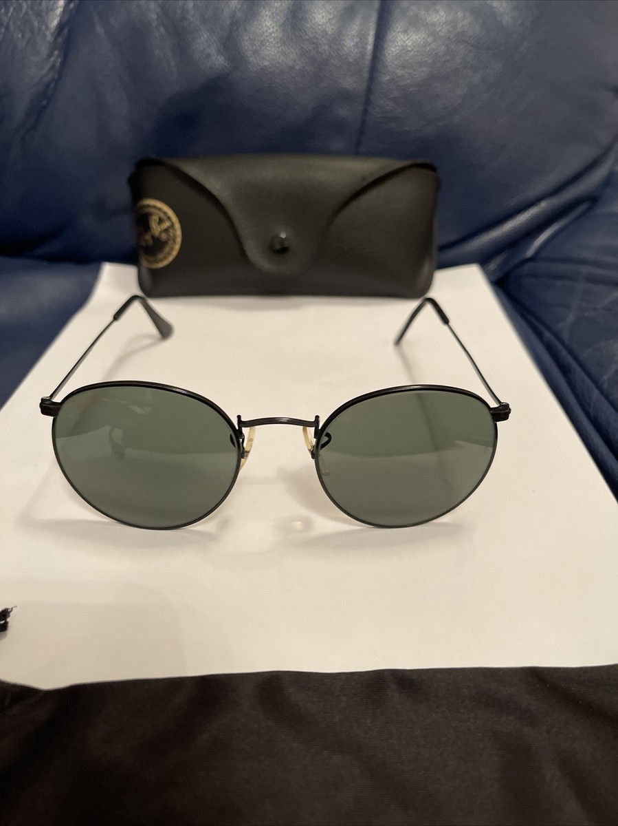 RAY-BAN B&L U.S.A. W0604 WSAW ROUND METAL BLACK CHROME 1990s