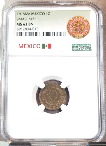 1915 MEXICO 1 CENTAVO ZAPATA REVOLUTION ISSUE NGC MS 63 SCARCE MINT STATE