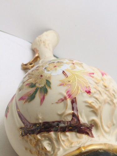 ROBERT HANKE RH AUSTRIA ART NOUVEAU FLORAL EWER PORCELAIN VASE GOLD ANTIQUE - Bild 10 von 12