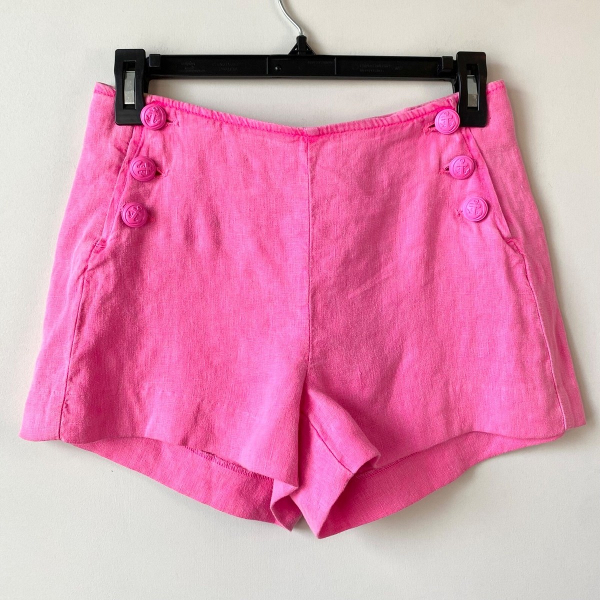 L'Agence Jude High-Rise Sailor Shorts Womens Size 23 Pink Linen Casual Chic