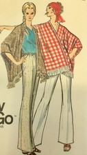 BUTTERICK 5762 PONCHO  PANTS VTG SEWING PATTERN SEW GO MISSES SZ12 CUT/COMPLETE