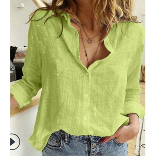 Womens Cotton Linen Plain Blouse Tops Ladies Baggy Long Sleeve Casual T-Shirt. - Picture 27 of 27