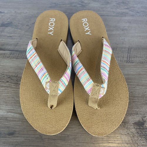 Neu Roxy Porto Raffia Flip Flop Sandalen Größe 9 Sommer Urlaub Strand - Bild 3 von 8