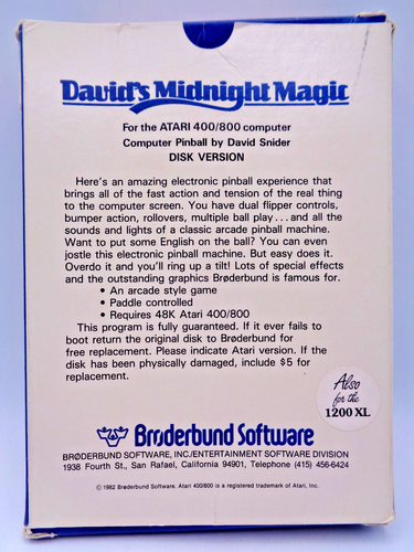 ATARI XL/XE -- DAVID´S MIDNIGHT MAGIC (BRODERBUND SOFTWARE - DISK) - Picture 10 of 10