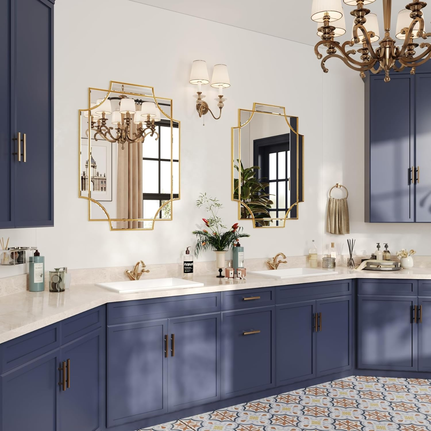 Large Gold Decorative Mirror for Wall, 30"X40" Gold Bathroom Mirror