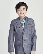 NEW Cat Jack Boys Blue Chambray Suit Jacket Size 5