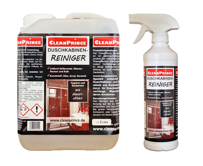 Duschkabinenreiniger 2,5 Liter Acryl Glas Kalk Duschkabinen Reinigungsmittel