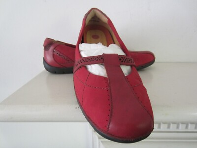 CHOICE OF: Simple SIZE 9 M or Clarks 9.5 M, Red Leather flats, see description