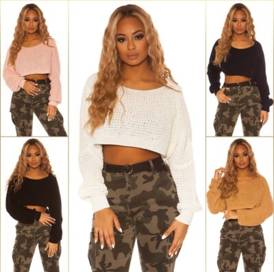  Koucla Pullover Crop Pulli Strickpullover Grobstrick Sweater 