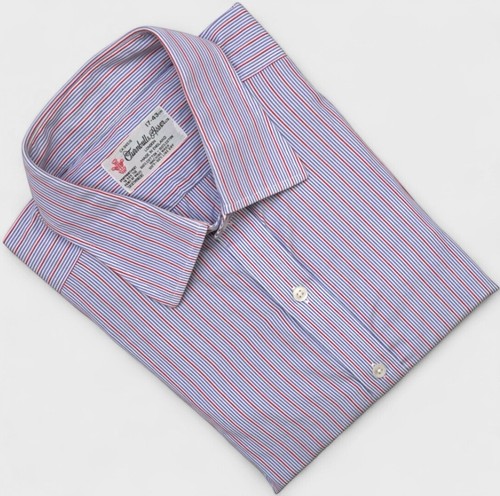 Turnbull & Asser, VTG 80s Turnbull & Asser Striped Dress Shirt 17 43cm Savile Row Made In England