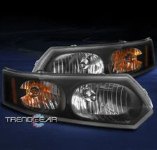 FOR 2003-2007 SATURN ION SEDAN 4DR REPLACEMENT HEADLIGHT HEADLAMP LAMP BLACK SET