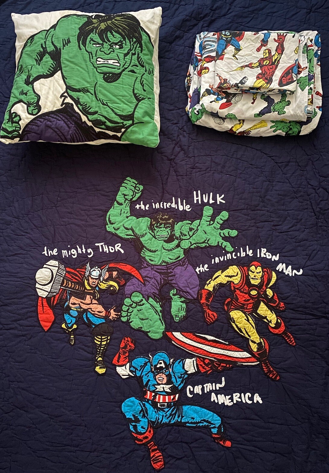 Edredón Pottery Barn Marvel Avengers Superhéroe Sham Twin *Hojas NO incluidas*
