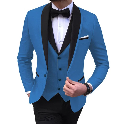 Traje de hombre 3 piezas formal boda fiesta esmoquin blazer + chaleco + pantalones 48 50 52 - Imagen 15 de 35