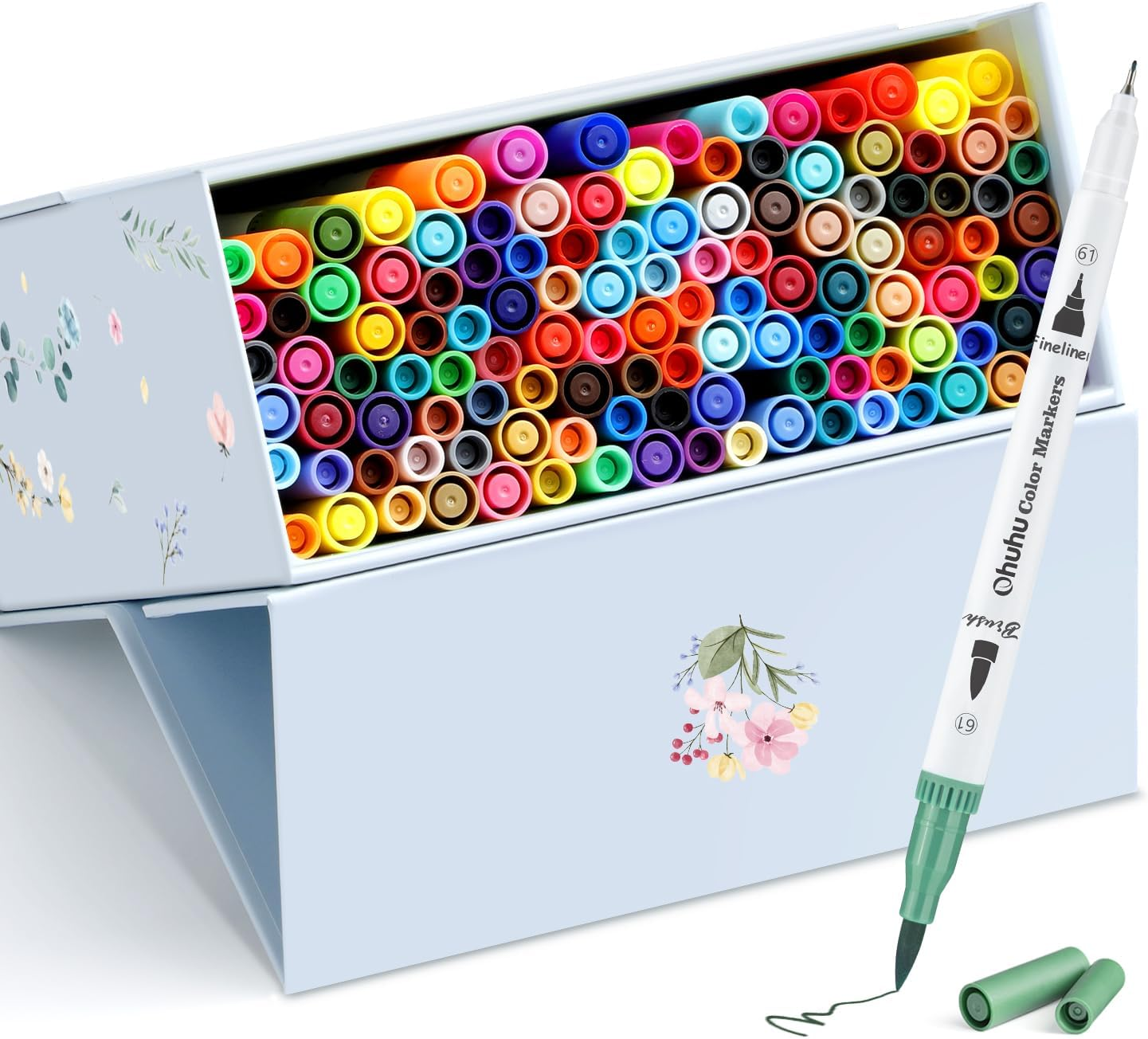 Markers for Adult Coloring Books: 120 Colors Coloring Markers Dual Tips Fine & B-image