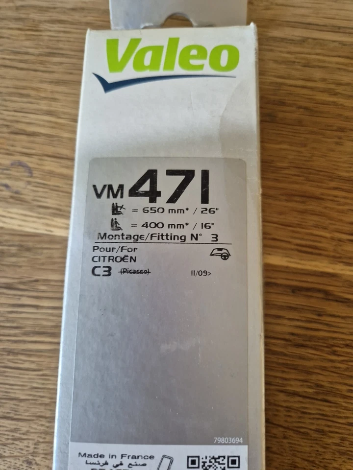 VALEO SILENCIO X.TRM FLAT BLADE SET FITS CITROËN C3 650mm/26" 400mm/16" VM471 - Image 4 of 4