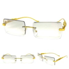 Classy Sophisticated Contemporary Modern Slight Tint Lens SUN GLASSES Gold Frame