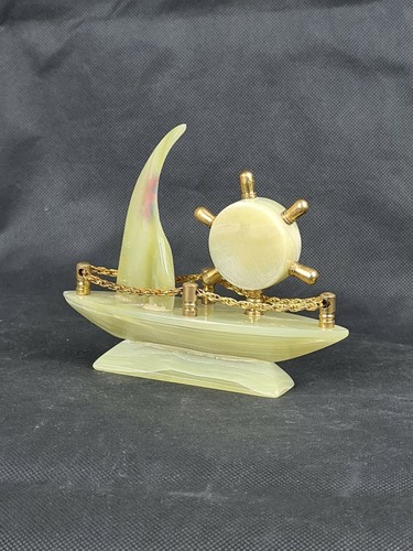5" Table Clock Onyx Ship Desk Clock - Picture 4 of 7