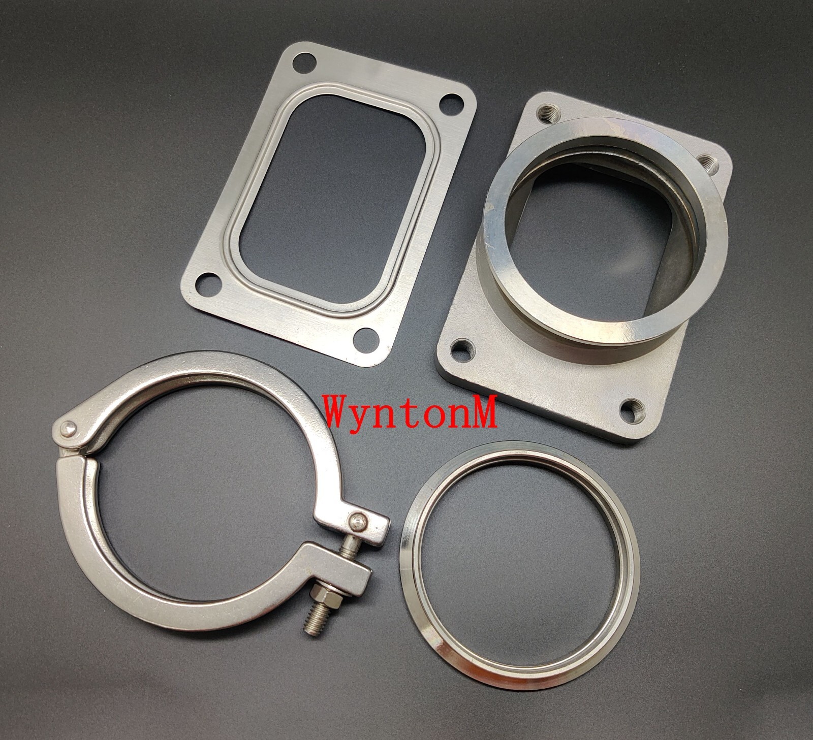 T6 Stainless Steel Inlet To 3" V Band Ring Adapter Kit Flange + GSK ...