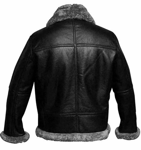 MENS B3 RAF AVIATOR SHEEP SKIN LEATHER BOMBER WINTER FLYING PILOT JACKET COAT - Picture 2 of 3