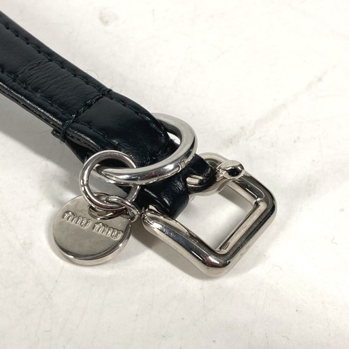 MIUMIU Rhinestone dog pet dog Collar Leather Black - Picture 10 of 14