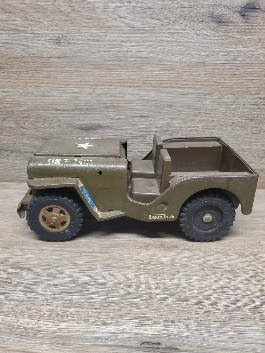 Vintage Tonka GR 2-2431 US Army Jeep Pressed Steel No Top