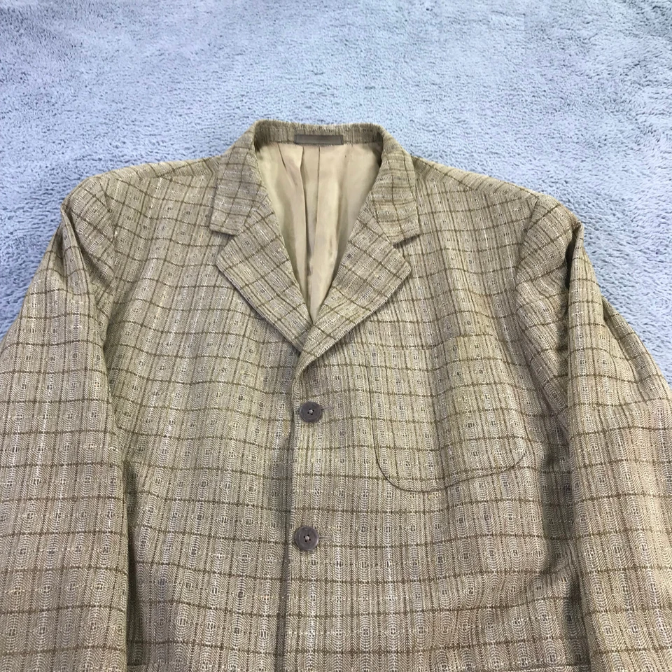 复古 Jhane Barnes Blazer 男式 40 R 黄色分形粗花呢夹克运动外套 — 第 4/4 张图片