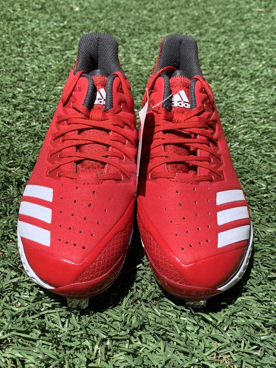 Adidas Icon Bounce Mid Baseball Cleats Red Lace Up CG5242 Mens