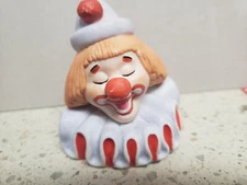 Clown Figurine Red Nose Big White hat eyes closed Enesco #AW3 1985 sleepy clown