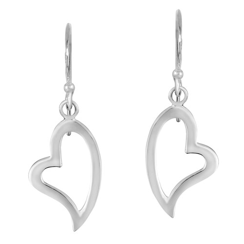 Encantadores Pendientes Colgantes de Plata Esterlina contorno Curvo Corazones Dulces - Imagen 2 de 4