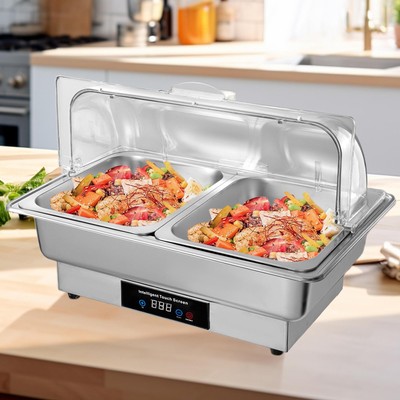Catering Stainless Chafer Chafing Dish Sets 2 Compartment 9-QT Electric Heating