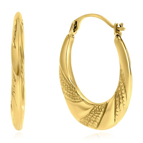 14K Real Gold Graduated Swirl Hoop Earrings 18mm - Picture 6 of 8