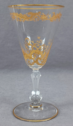 Antique Saint Louis Micado Gilt Engraved Pattern 887 7 Inch Water Goblet