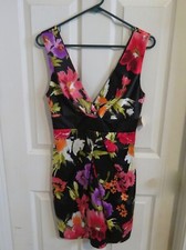 New Women's Forever 21 SEXY Black Shift Tank Dress Multicolor Floral Size Medium