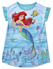 LITTLE MERMAID ARIEL Nightgown Pajamas Sleep Dress Shirt Toddler's Size 4T 25