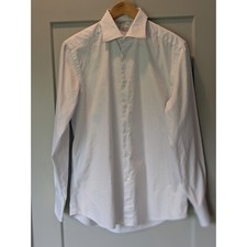 SuitSupply Dress Shirt Egyptian Cotton Checkered Button Down White Blue Read 