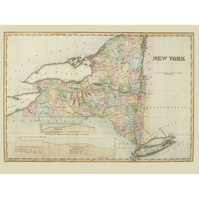 Colden 1825 Karte New York State USA XL Wandbild Leinwanddruck