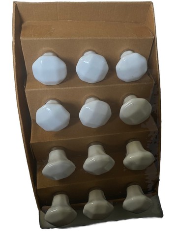 KENAR 12 White Ceramic Drawer Pull Knobs Cabinet Hardware - Picture 5 of 5