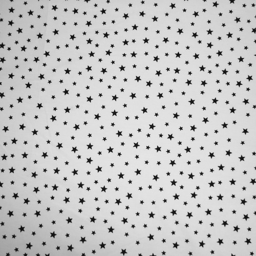 White 100% Poplin Cotton Fabric with Black Stars (Per Metre) - Picture 2 of 2