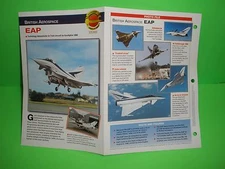 BRITISH AEROSPACE EAP AIRCRAFT FACTS CARD AIRPLANE BOOK 3