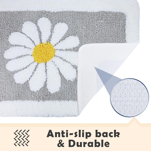 Tappetino Bagno Carino Margherita Tappeto Bagno Bianco e Giallo Decorazione Fiori Tappeto Super A... - Foto 3 di 7