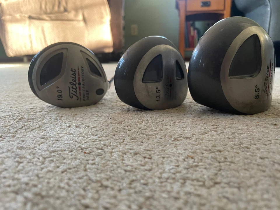 TITLEIST 975 980 WOOD SET 8.5* DRIVER 3 & 5 WOOD SET GOLF CLUBS STIFF LH - Image 4 of 4