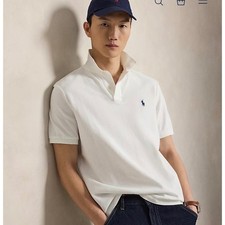 H13 Polo Ralph Lauren Mens Custom Slim Fit White Cotton Pique Polo Shirt Size M