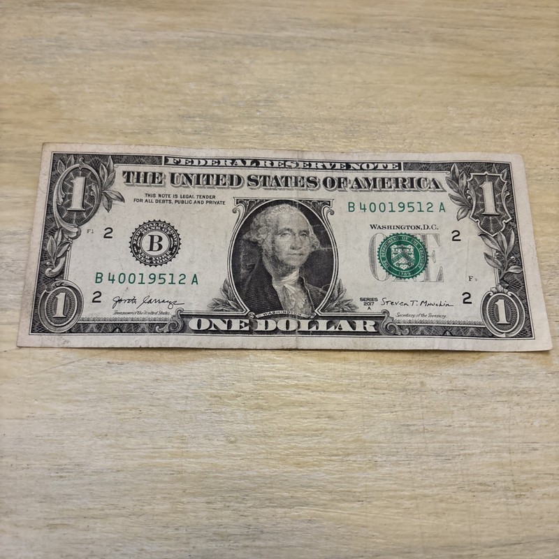 Birthday/Anniversary Note, 2/04/51 Fancy Serial # Dollar bill, B 40019512 A 