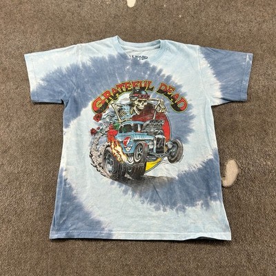 Grateful Dead Shirt Mens Small Blue Graphic Skeleton Goth Emo Tie Dye Retro