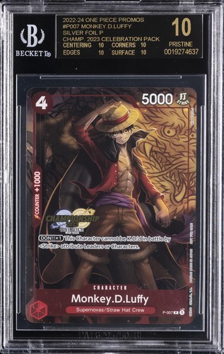 2022-24 ONE PIECE PROMOS #P007 MONKEY D. LUFFY BGS 10 BLACK LABEL