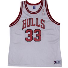 Vintage Champion Chicago Bulls Scottie Pippen 33 White Jersey Size 52