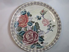 Vintage TOYO 10” Pink and Lt Red Decor Plate - Asian Influence decor