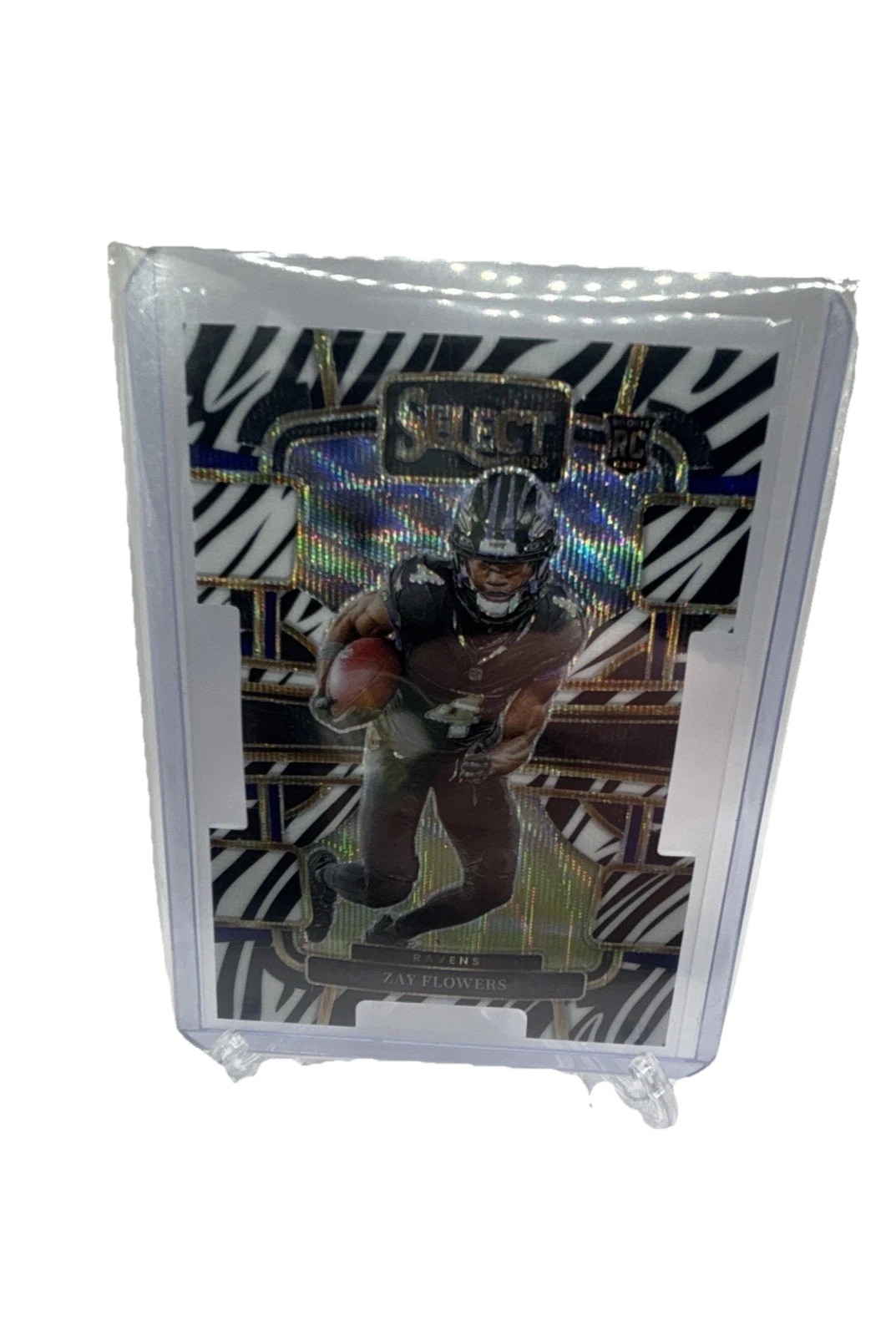 2023 Panini Select - Concourse Zay Flowers #8 Zebra Prizm Die-Cut (RC)